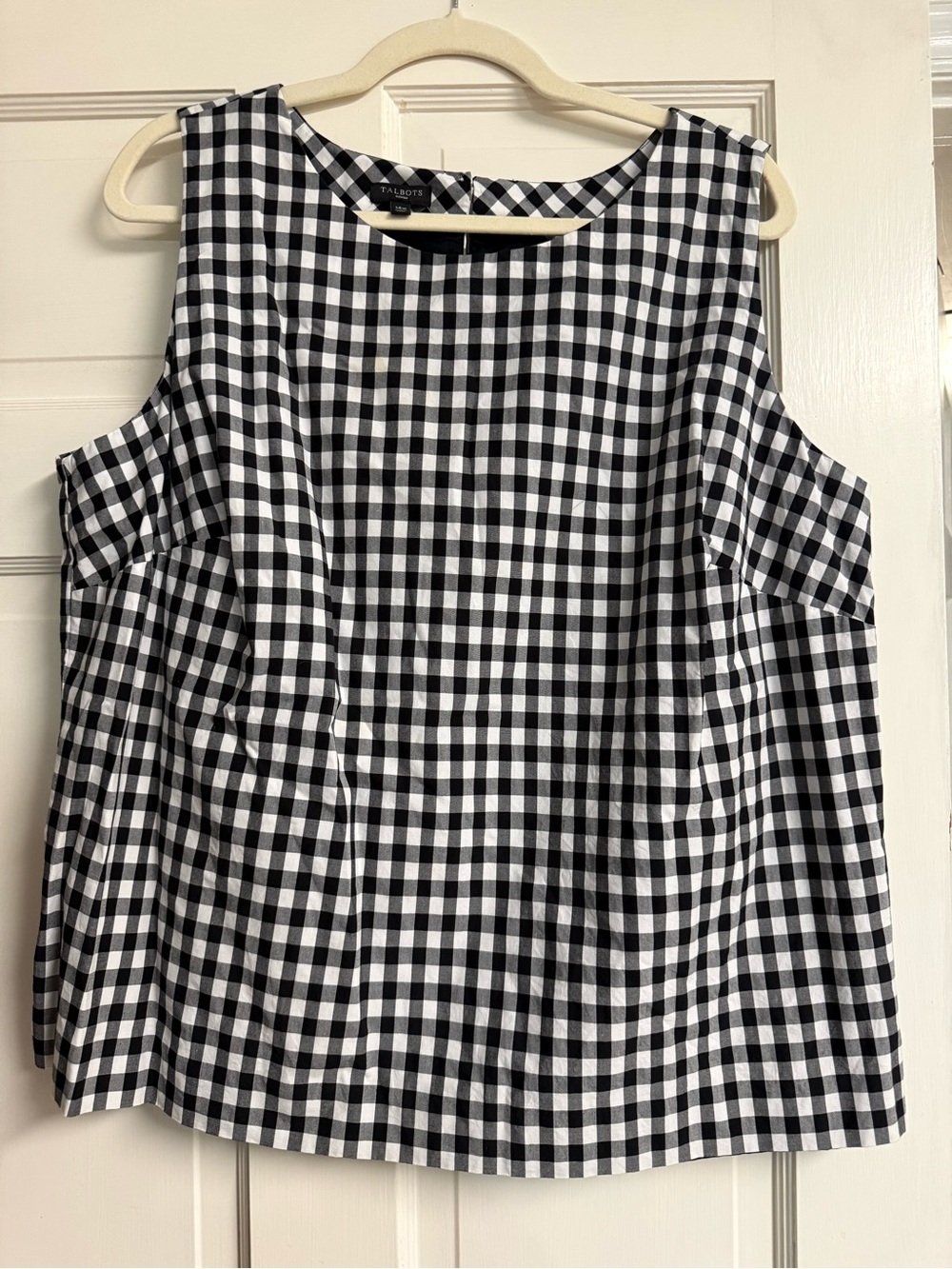 Talbots Black and White Gingham Cold-Shoulder Tank Top